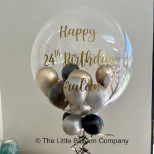 Personalised gold chrome and black large gumball bubble